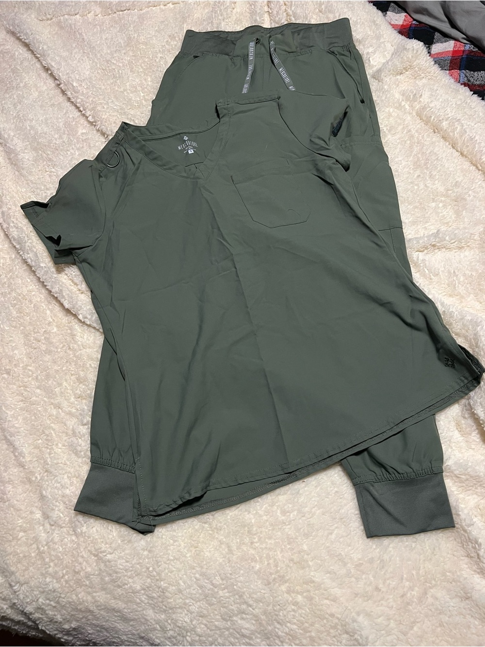 Med Couture Olive Green Scrub Top & Jogger Set
